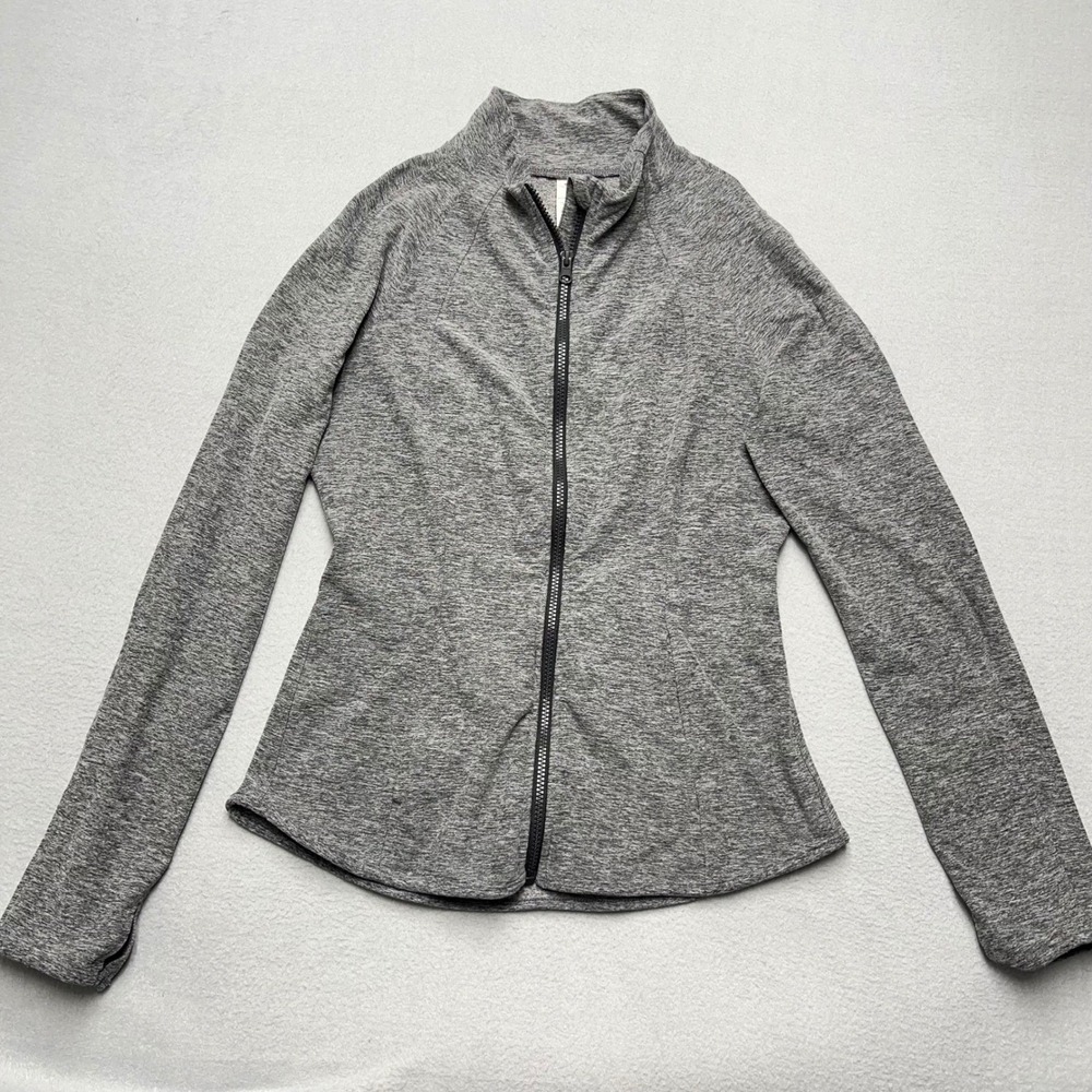 Yogalicious Lux Womens Large Heather Grey Full‎ Zip Athletic Jacket Thumbholes